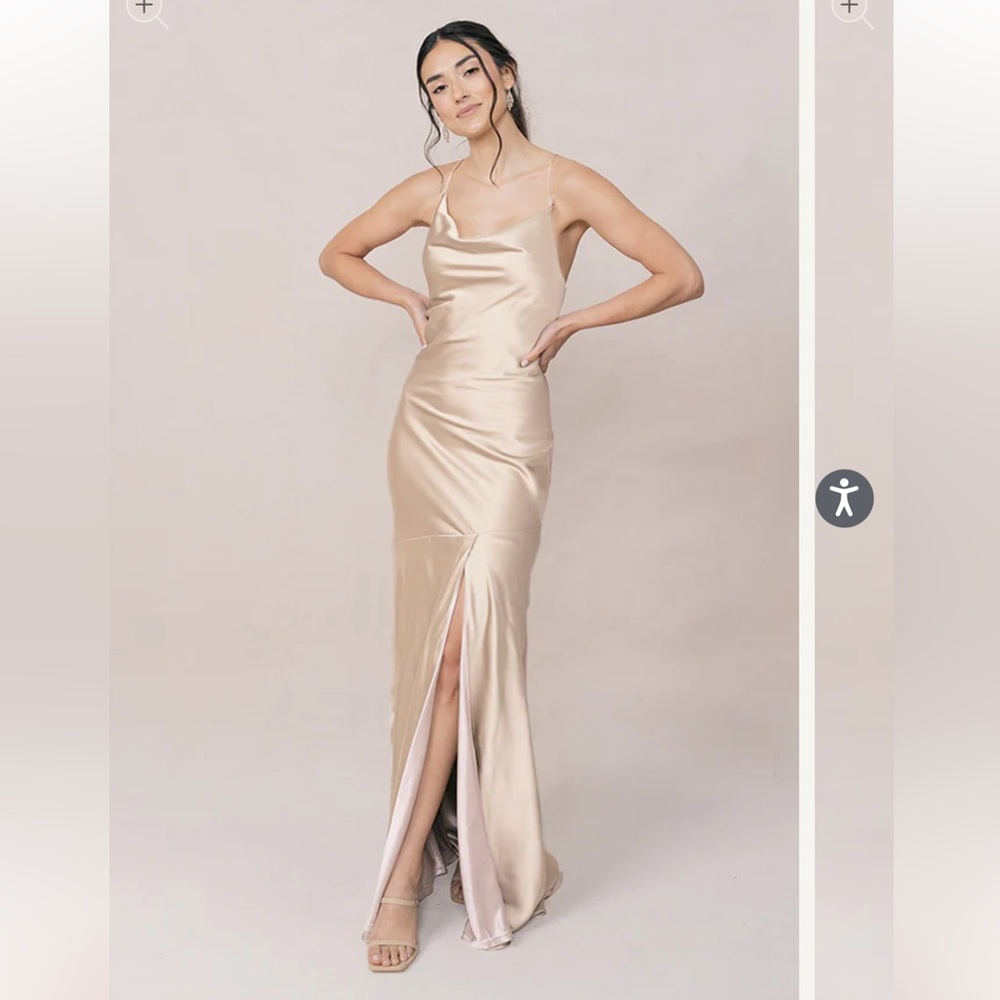 Revelry Kimora Satin Maxi Dress in Champagne